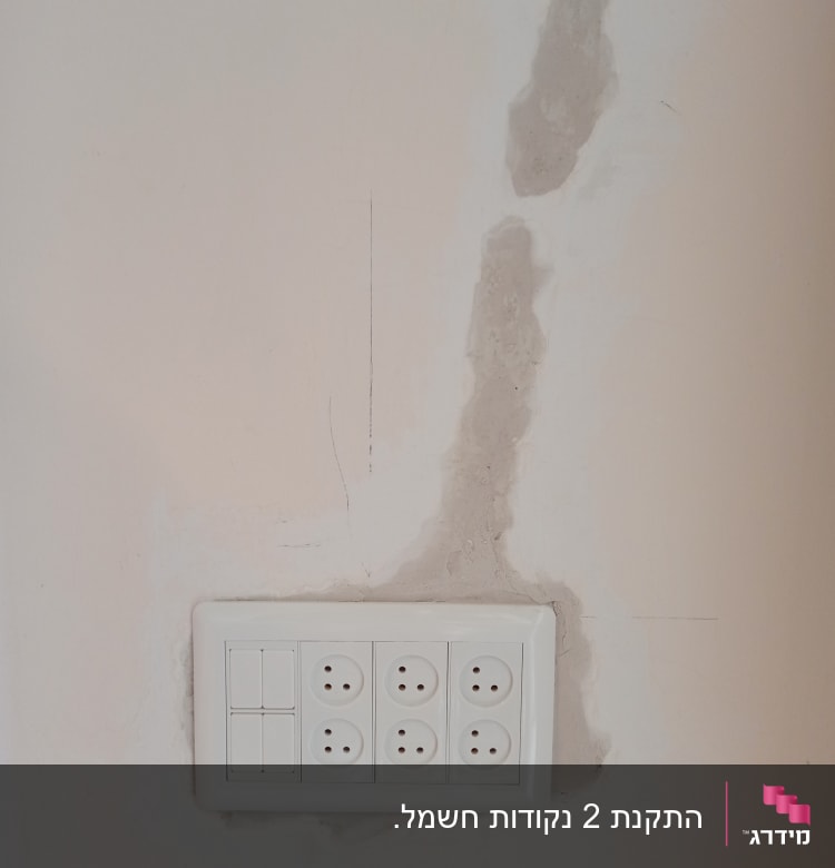 שקע חשמל עם תיקון קיר מסביב